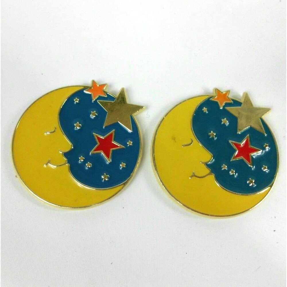 Vintage Hallmark Cards Refrigerator Magnet Bright Spots Moon Stars Lot of 2 USA